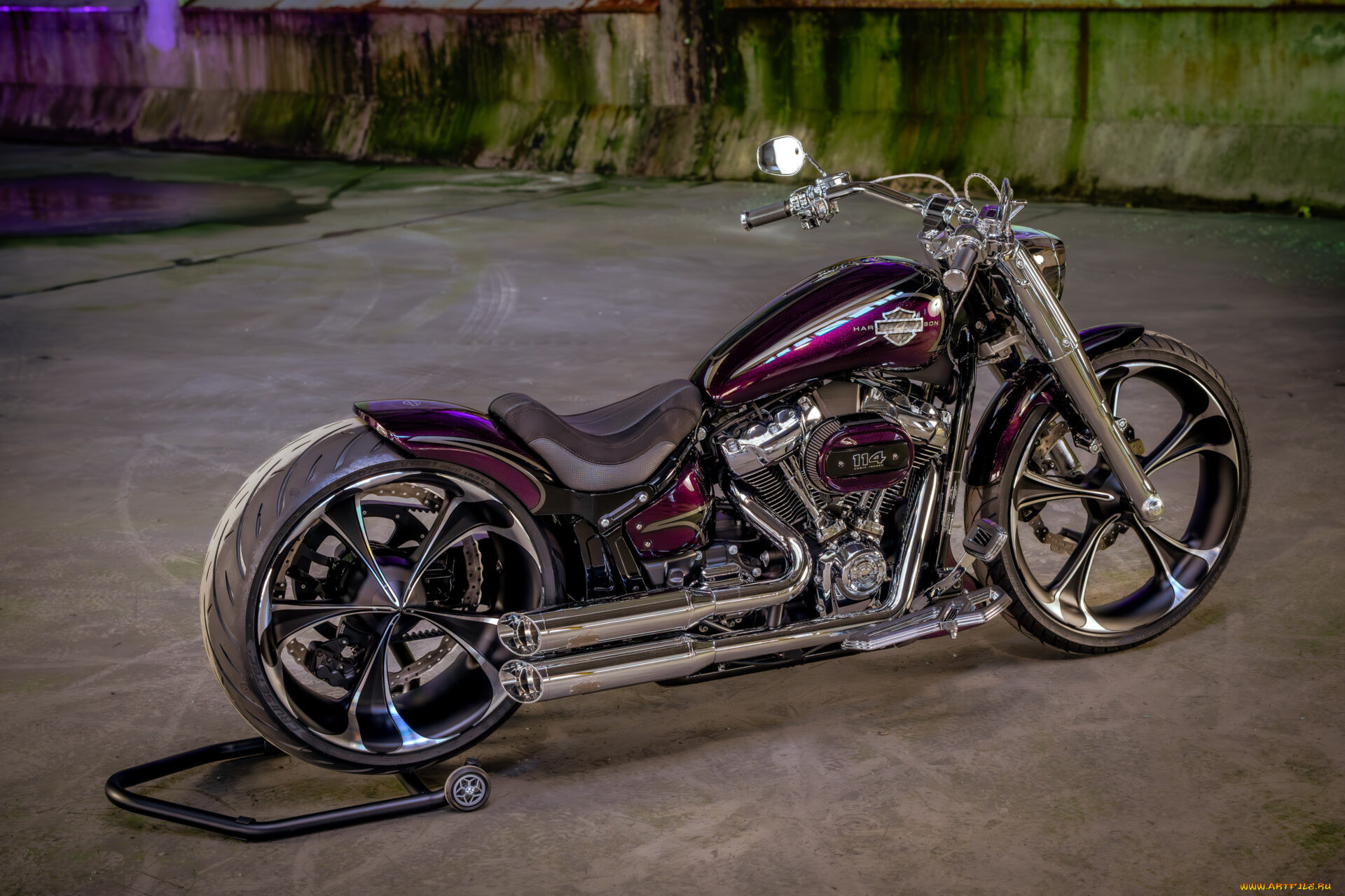 , harley-davidson, softail, fat, boy, customized, custombikes, royal, purple